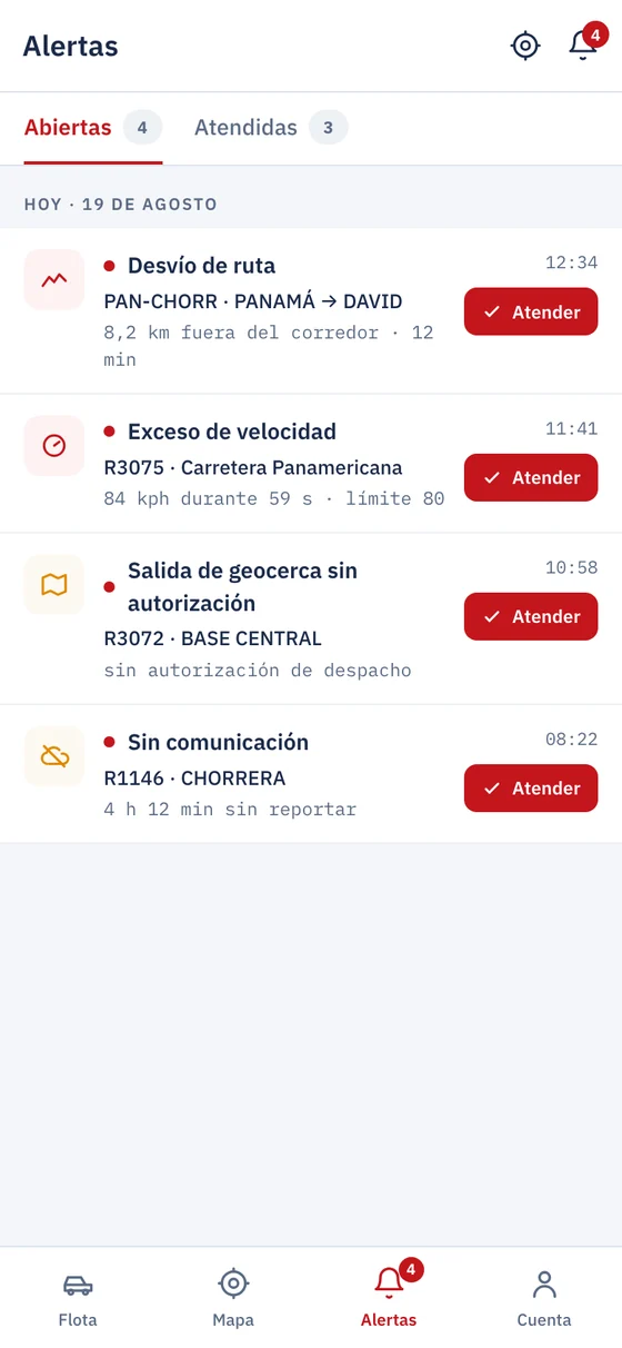 App PetroTruck: Alertas